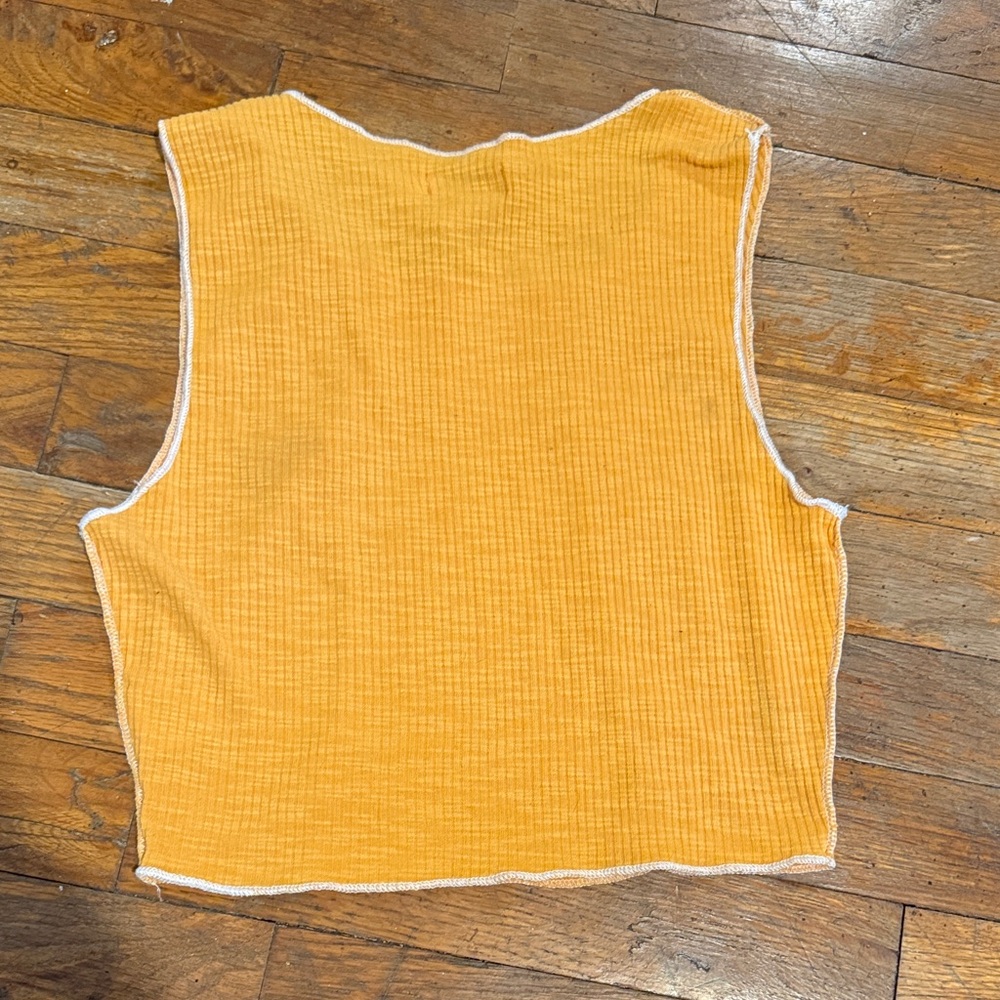 Women's Orange Ribbed Crop Top - Picture 2 of 3